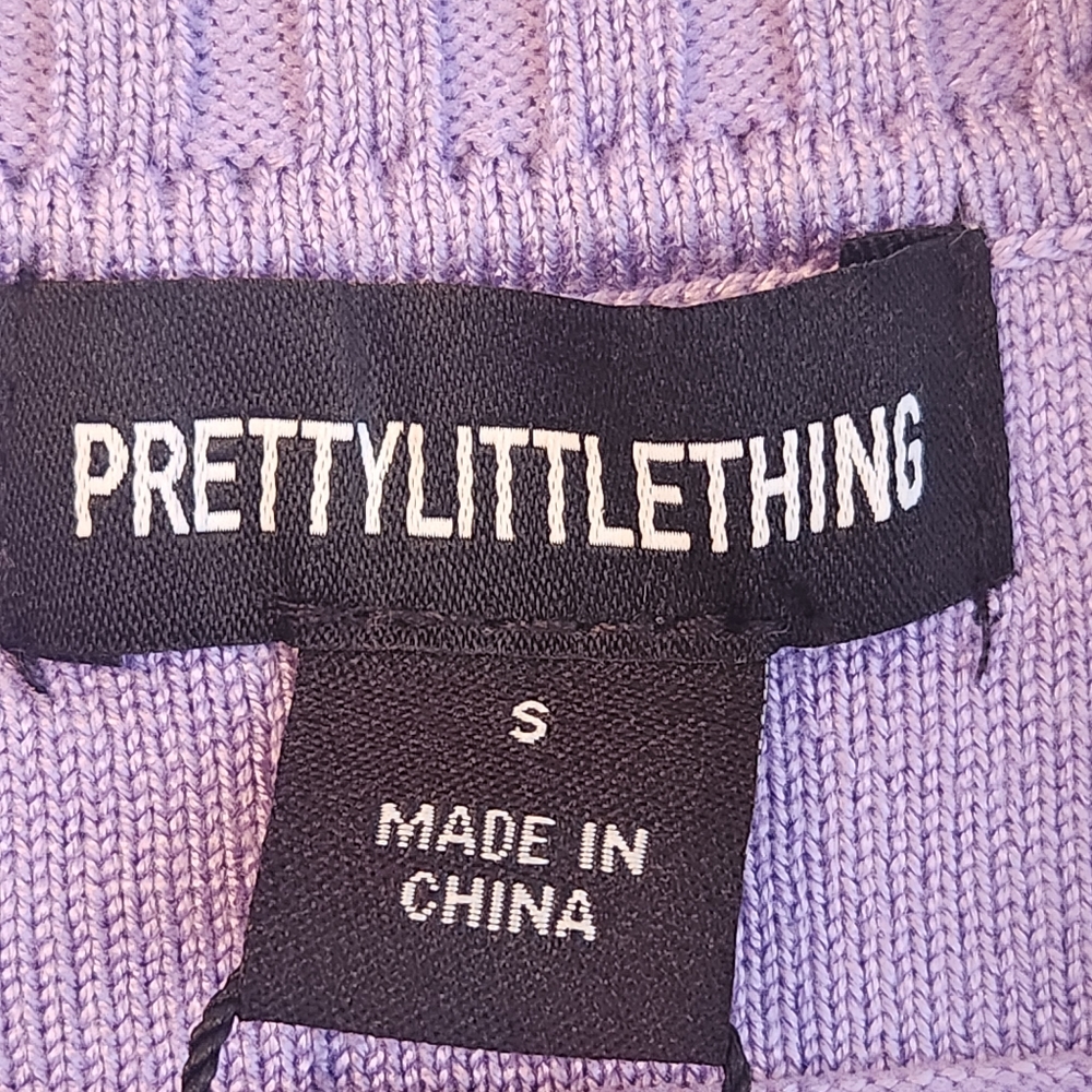 PrettyLittleThing PLT Sweater S Lilac Purple Square Checks Knit Oversized New$62 - Picture 7 of 11